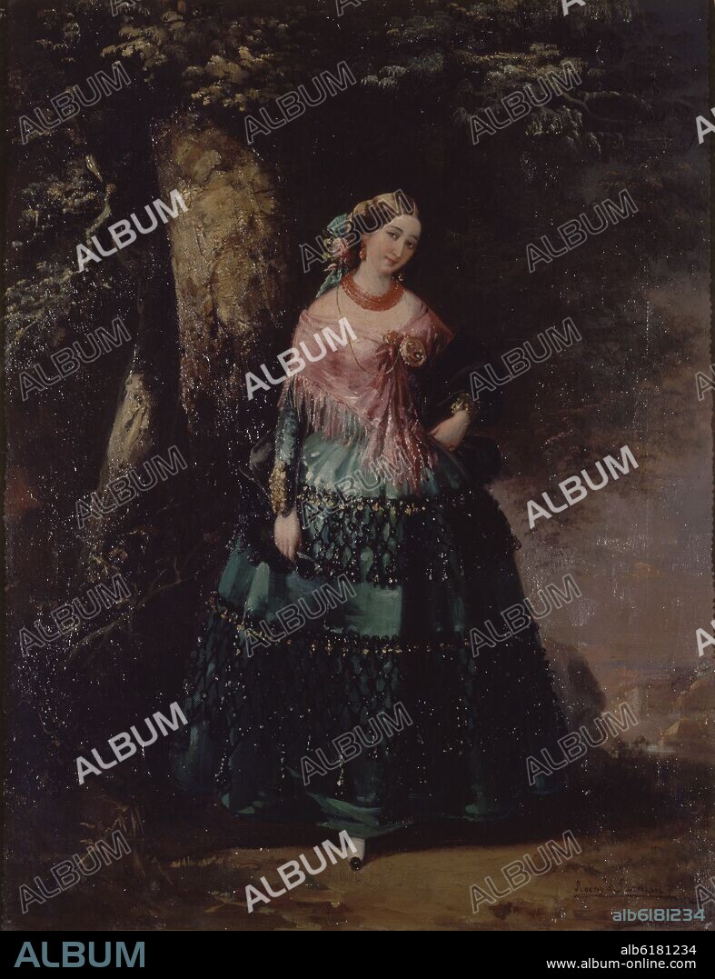 MANUEL RODRIGUEZ DE GUZMAN (1818-1867). 'The Empress Eugénie de Montijo', 19th century, Oil on canvas, 52 x 40 cm.