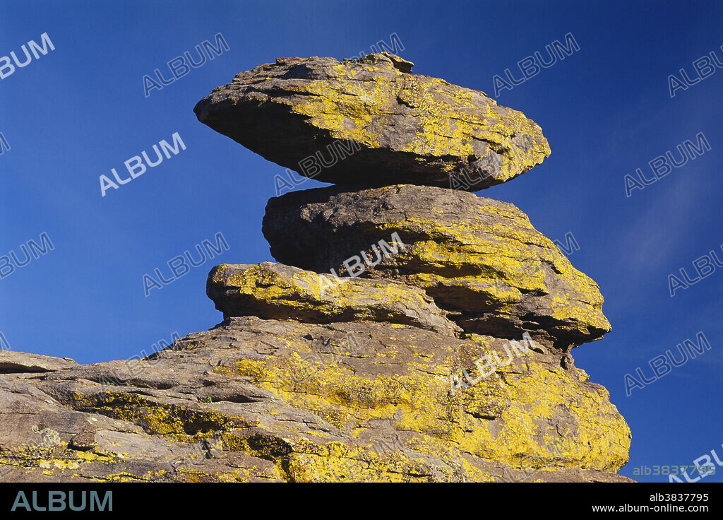 This stack of rocks in Chiricahua National Monument, Arizona, appears to have been carefully arranged, rather than occurring naturally by erosion working on rocks of varying hardness. Softer material has been removed by erosion and has left this stack.