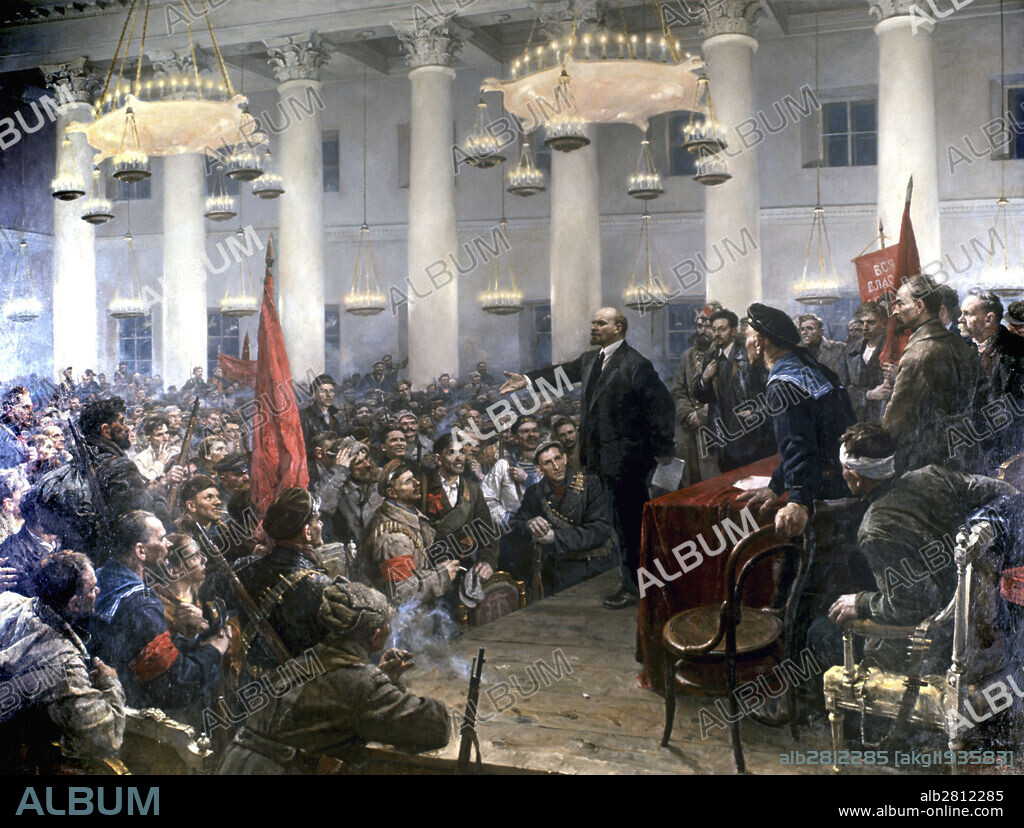 'V. Lenin's Speech at the 2nd All-Russia Congress of Soviets' painting.