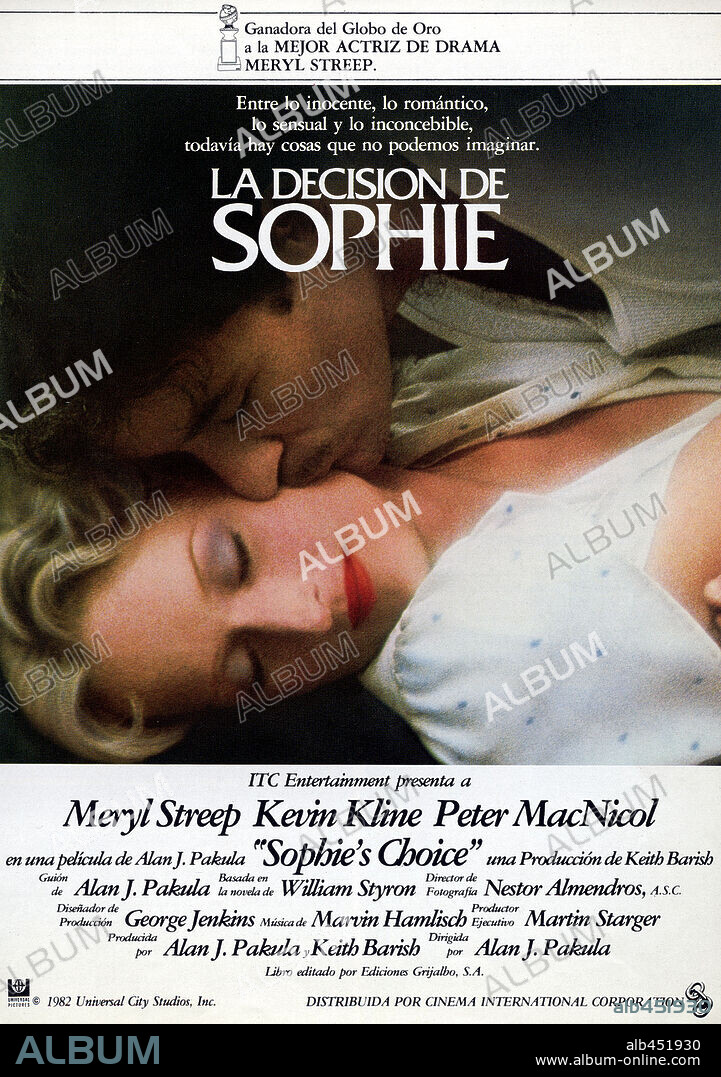 Poster de LA DECISIÓN DE SOPHIE, 1982 (SOPHIE'S CHOICE), dirigida por ALAN J. PAKULA. Copyright ITC/UNIVERSAL.