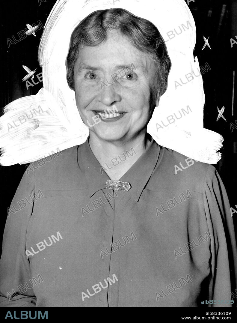 Helen Keller, deaf and blind since 19 months old, holds and A.B. degree from Radcliffe College and an LL.B. From Glascow U. She was born in Tuscumbia, Ala., June 27, 1880. August 23, 1954.