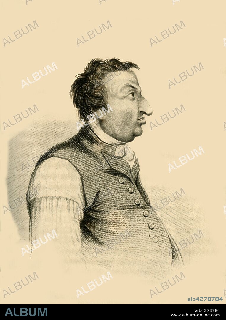 R PAGE. 'Nathaniel Bentley. The well known Dirty Dick', 1821. Portrait of Nathaniel Bentley (c1735-1809) who had a hardware shop and warehouse on Leadenhall Street in the City of London. After his fiancee died on the eve of their wedding, he allowed the premises to decay into squalor, and refused to wash himself. He may have been an inspiration for the character of Miss Havisham in Charles Dickens' "Great Expectations". His nickname 'Dirty Dick' gave rise to the name of the famous Leadenhall Street tavern on the same site. From "Wonderful Characters: Comprising Memoirs and Anecdotes of the Most Remarkable Persons of Every Age and Nation", Vol. I, by Henry Wilson. [J. Robins and Co. Albion Press, London, 1821].