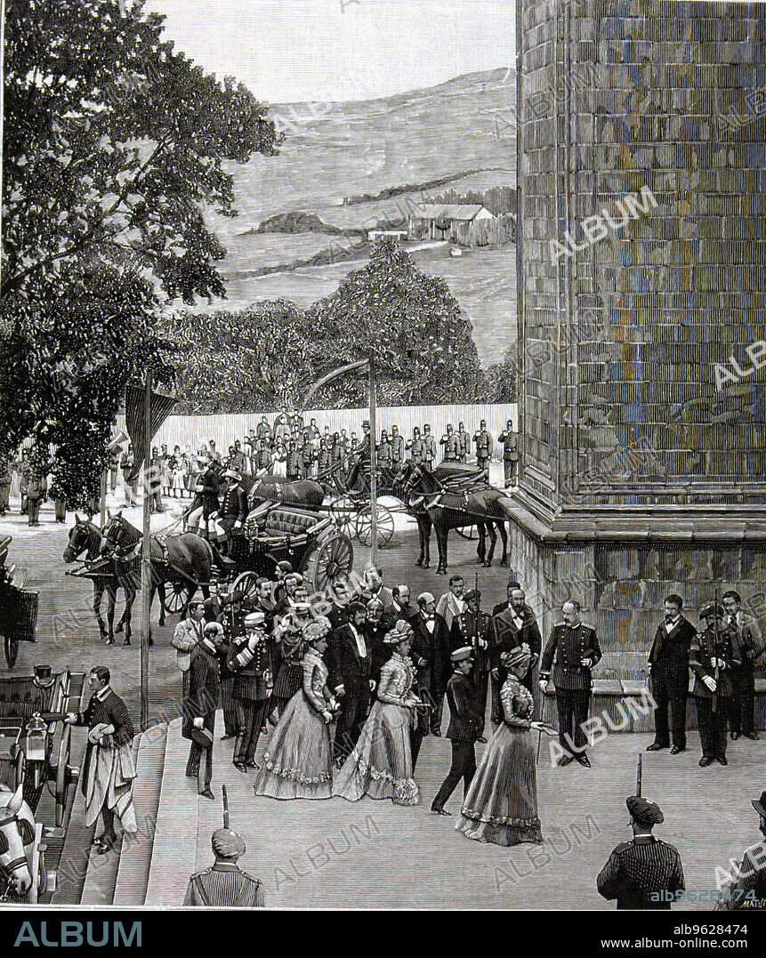 Entrance of the  King with his mother in the Basilica of Begoña in Bilbao, 1900', Alfonso XIII, King of Spain (1886-1941), engraving of Spanish and American Illustration.