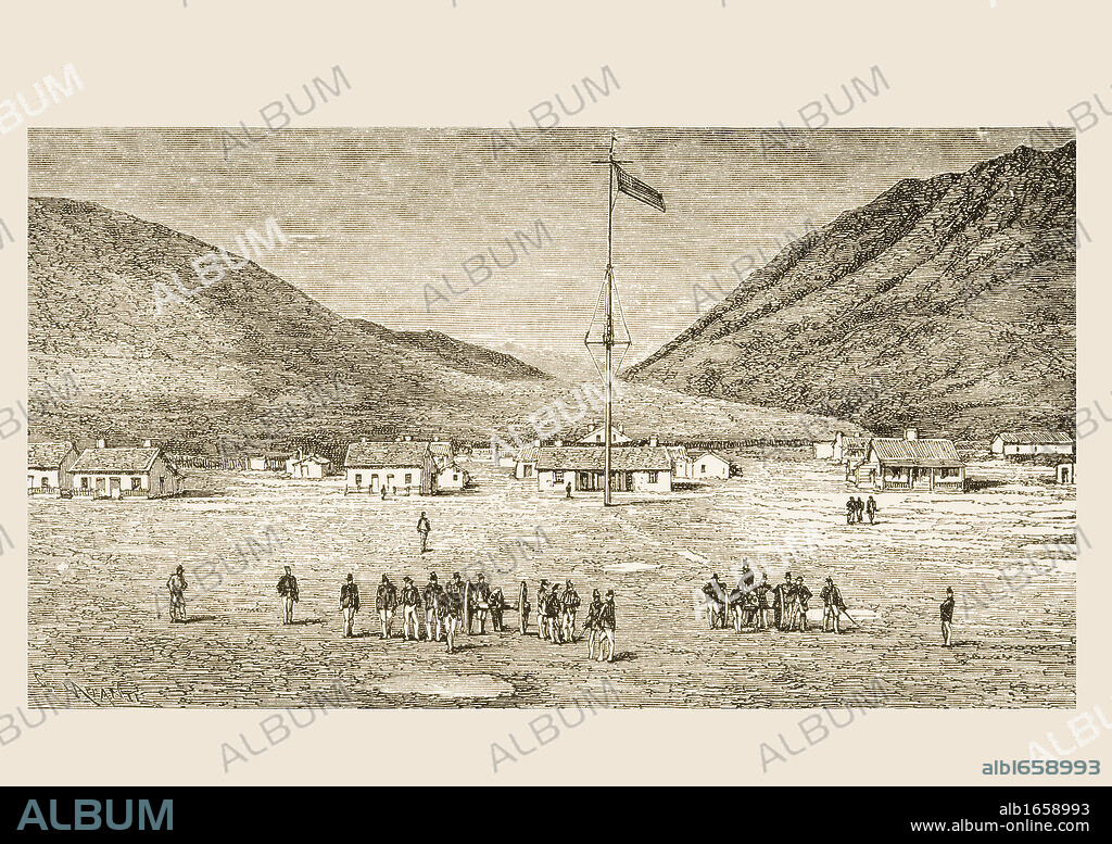 Fort Douglas Camp and Red Buttes Ravine near Salt Lake City, Utah in 1870s. From American Pictures Drawn With Pen And Pencil by Rev Samuel Manning circa 1880.