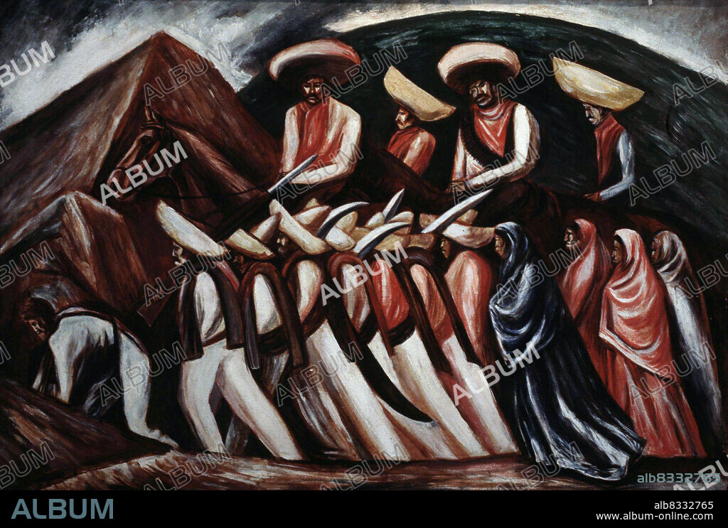 JOSE CLEMENTE OROZCO. PINTOR MEXICO 1883-1949. " DESFILE ZAPATISTA " OLEO. COLECCION M. GUILLERMO MARTIN. ATENCION: AUTOR CONTEMPORANEO SUJETO A COPYRIGHT ©. EL CLIENTE FINAL ES RESPONSABLE DE LA GESTION DE LOS DERECHOS DE AUTOR CON LAS SOCIEDADES EXISTENTES DE GESTION DE DERECHOS O DIRECTAMENTE CON LOS ORGANISMOS TITULARES DE LOS MISMOS.