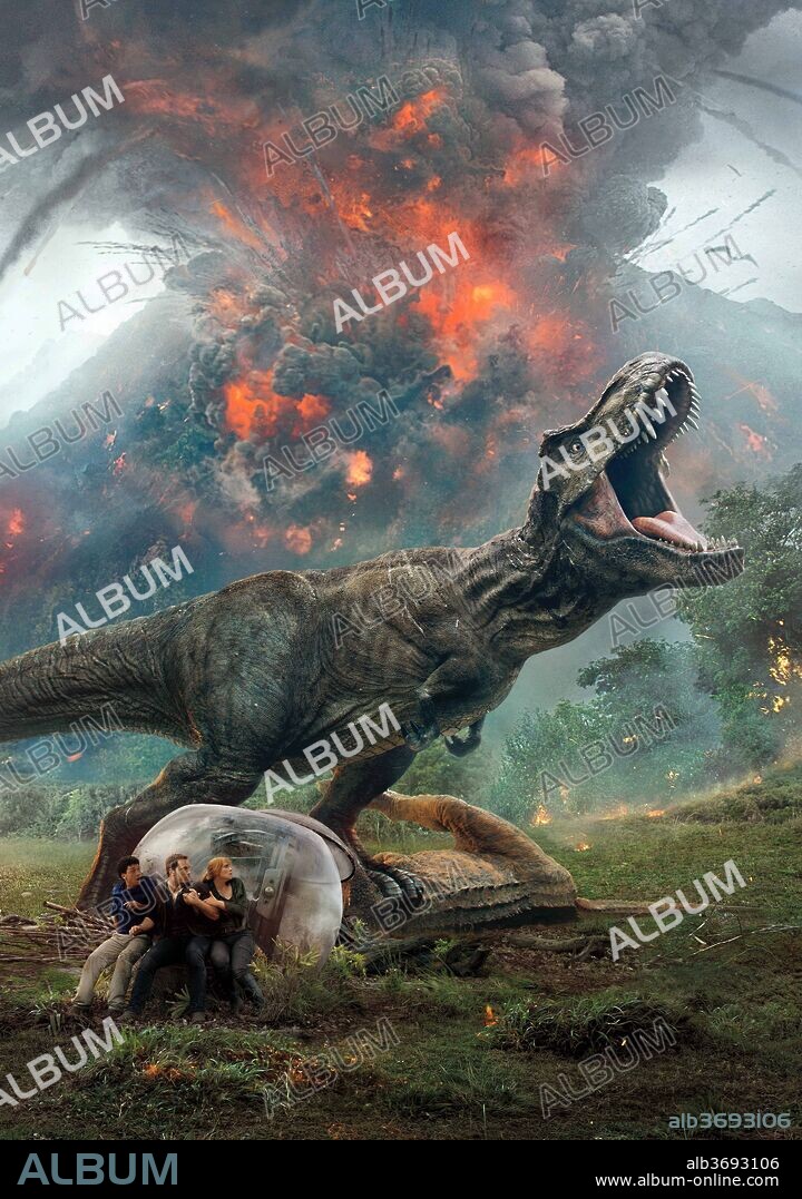 BRYCE DALLAS HOWARD, CHRIS PRATT y JUSTICE SMITH en JURASSIC WORLD: EL REINO CAIDO, 2018 (JURASSIC WORLD: FALLEN KINGDOM), dirigida por JUAN ANTONIO BAYONA. Copyright Amblin ent/Apaches Ent/Legendary Ent/Universal Pictures.