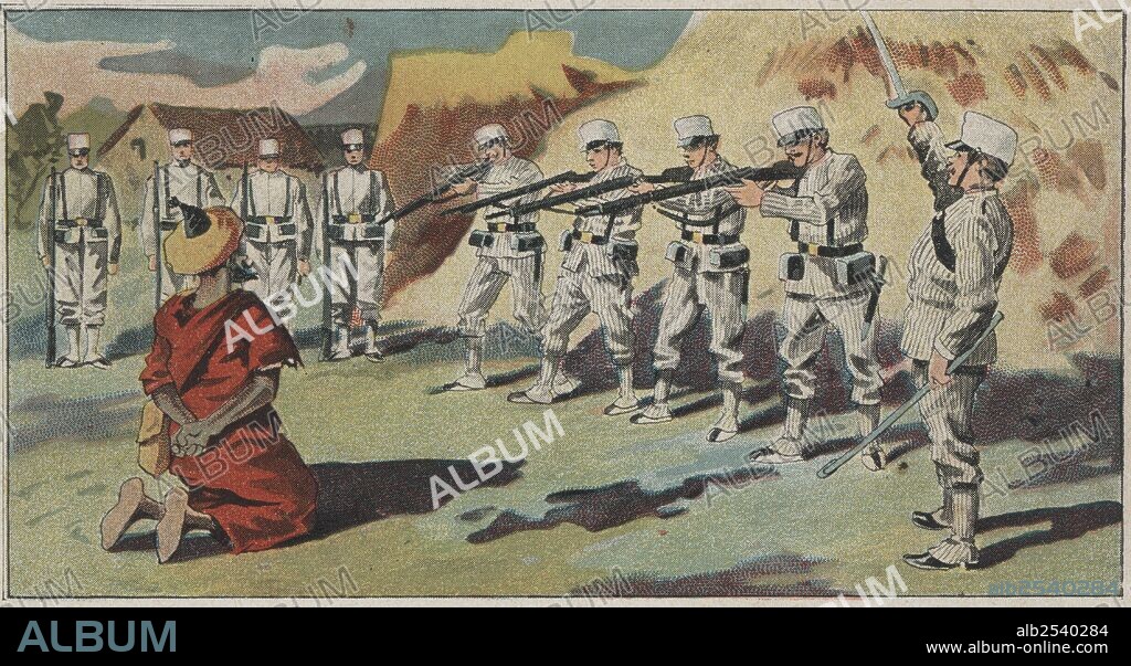 Guerra en el Riff. Año 1909. Fusilamiento de un caid rebelde.