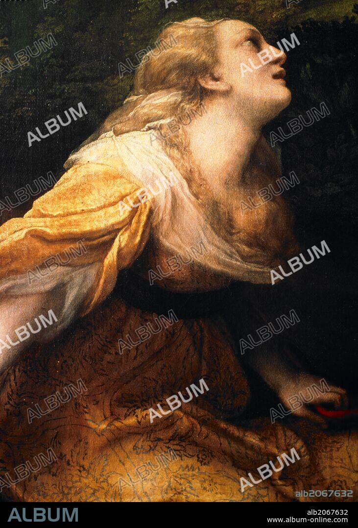 CORREGGIO. Noli me tangere (detail), ac 1525, Oil on canvas.