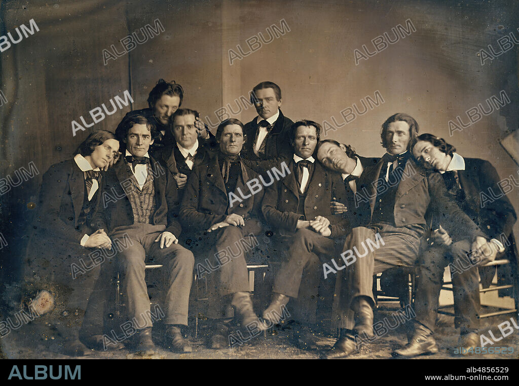 Hutchinson Family Singers, 1845. The original members of the Hutchinson Family Singers were thirteen of the sixteen children of Jesse and Mary Hutchinson of Milford, New Hampshire. The eleven sons and two daughters made their singing debut in the late 1830s and at first sang sentimental, patriotic tunes celebrating the virtues of rural life. In 1842, however, they began to associate closely with the abolitionists, and soon their repertory of songs championed such reformist causes as temperance, women's rights, and above all, the abolition of slavery. Both praised and vilified by the press and public, America's first group of social protest folk singers performed throughout the country for more than fifty years.