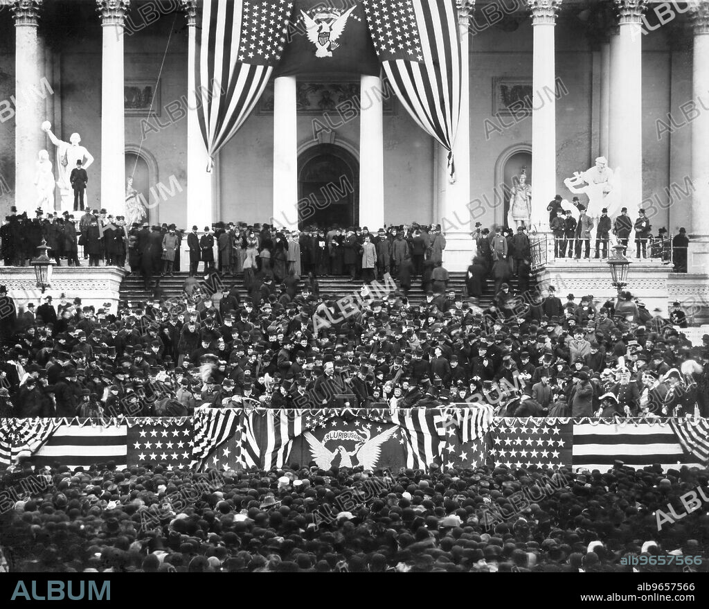 Crowd Gathered for U.S. President Grover Cleveland's Second Inauguration, U.S. Capitol, Washington, DC, USA, Brady-Handy Collection, March 4, 1893.