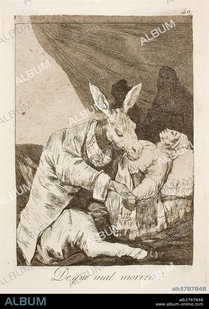 Francisco de Goya y Lucientes / 'De que mal morira?'. 1797 - 1799. Aguafuerte, Punta seca, Escoplo, Aguatinta bruñida sobre papel verjurado, ahuesado, 306 x 201 mm.