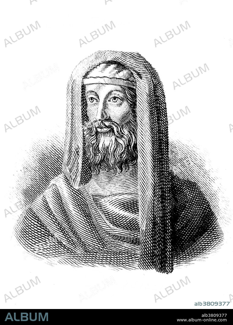 Diogenes of Sinope (412 BC - 323 BC) was a Greek philosopher and one of the founders of Cynic philosophy. For the Cynics, the purpose of life was to live in virtue, in agreement with nature. As reasoning creatures, people could gain happiness by rigorous training and by living in a way which was natural for humans, rejecting all conventional desires for wealth, power, sex, and fame. Instead, they were to lead a simple life free from all possessions. He made a virtue of poverty. He begged for a living and slept in a large ceramic jar in the marketplace. He became notorious for his philosophical stunts such as carrying a lamp in the daytime, claiming to be looking for an honest man. He embarrassed Plato, disputed his interpretation of Socrates and sabotaged his lectures. Diogenes was also responsible for publicly mocking Alexander the Great. After being captured by pirates and sold into slavery, he Diogenes settled in Corinth where he died in 323 BC at the age of 81. Engraving by J.W. Cook, 1825.