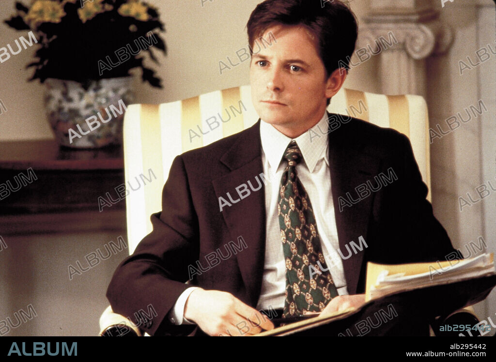 MICHAEL J. FOX en EL PRESIDENTE Y MISS WADE, 1995 (THE AMERICAN PRESIDENT), dirigida por ROB REINER. Copyright CASTLE ROCK ENTERTAINMENT / DUHAMEL, FRANÇOIS.