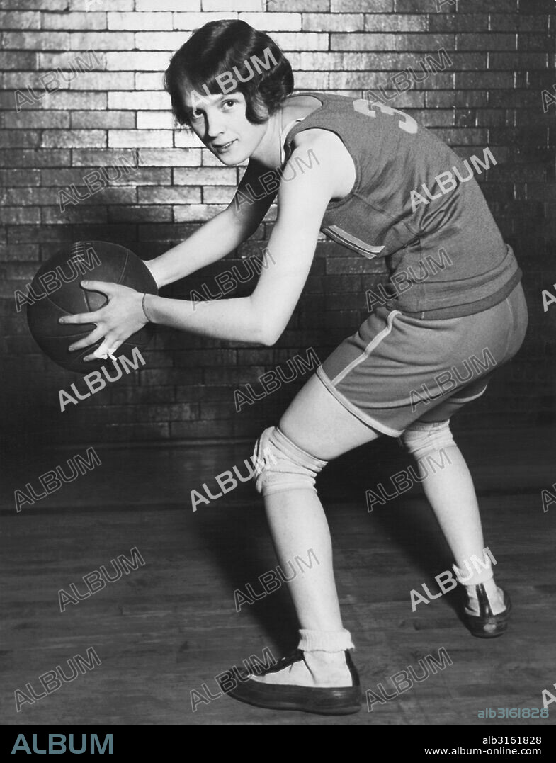 Chicago, Illinois: c. 1928. A portrait of Kathy Miller, captain and guard for the Tri-Chi-Girls basketball team and AAU champions for the past two years.
