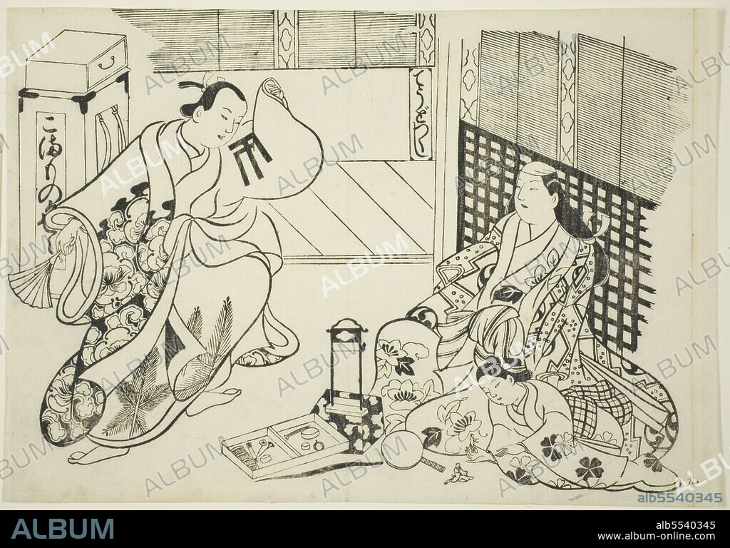 OKUMURA MASANOBU. All Kinds of Household Items (Chodo zukushi), from the series "Famous Scenes from Japanese Puppet Plays (Yamato irotake)", c. 1705/06.