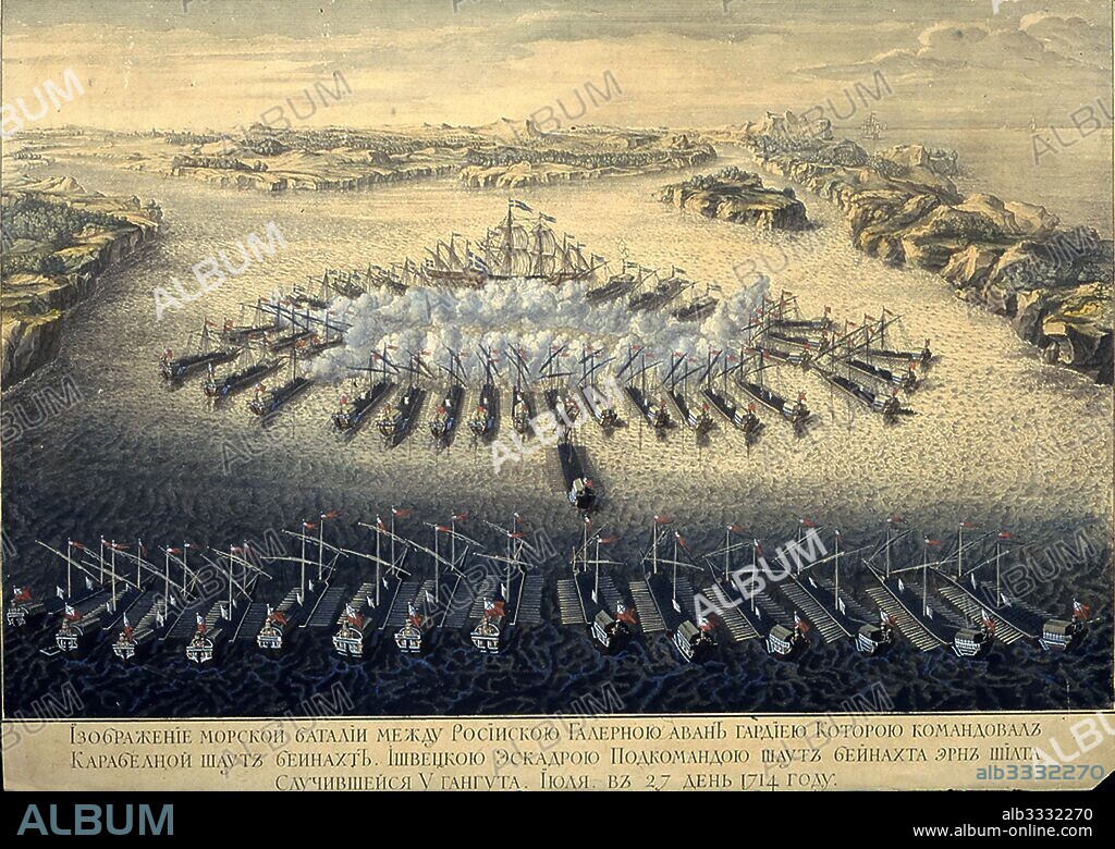 MAURICE BAQUOI. The naval Battle of Gangut on July 27, 1714.
