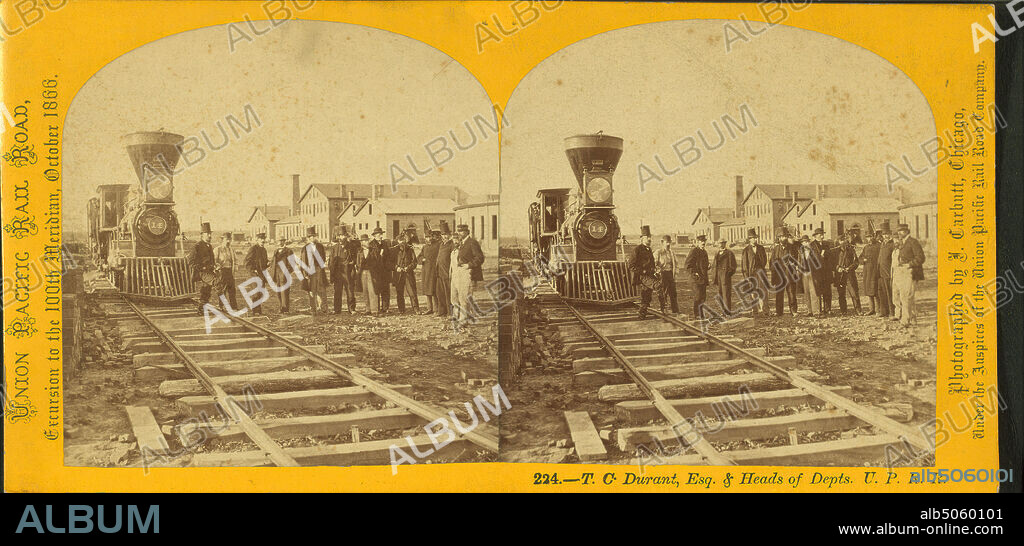 T.C. Durant, Esq. and heads of depts., U.P.R.R., Carbutt, John (1832-1905), Union Pacific Railroad Company, Durant, Thomas Clark, 1820-1885, 1866, Nebraska.