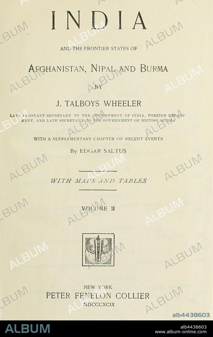 India and the frontier states of Afghanistan, Nipal and Burma : Wheeler, James Talboys, 1824-1897.