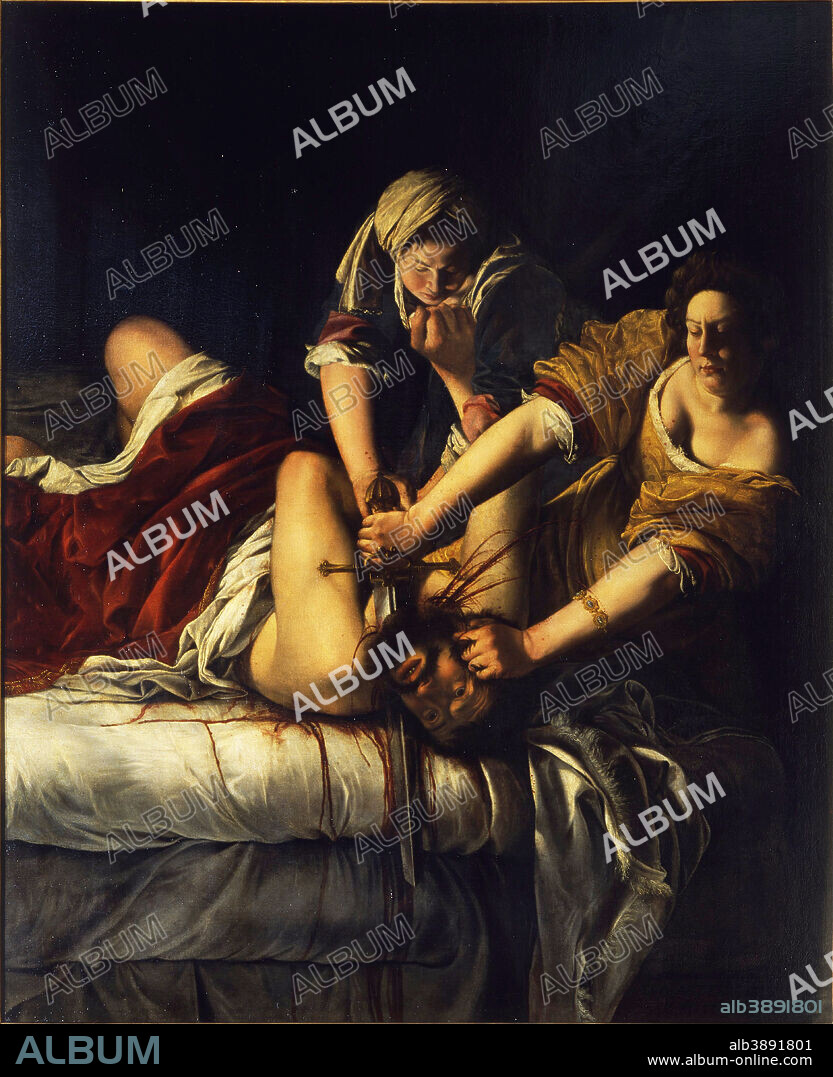 ARTEMISIA GENTILESCHI. Giuditta che decapita Oloferne / Judith Beheading Holofernes. Date/Period: From 1614 until 1620. Painting. Oil on canvas. Height: 199 cm (78.3 in); Width: 162.5 cm (63.9 in).