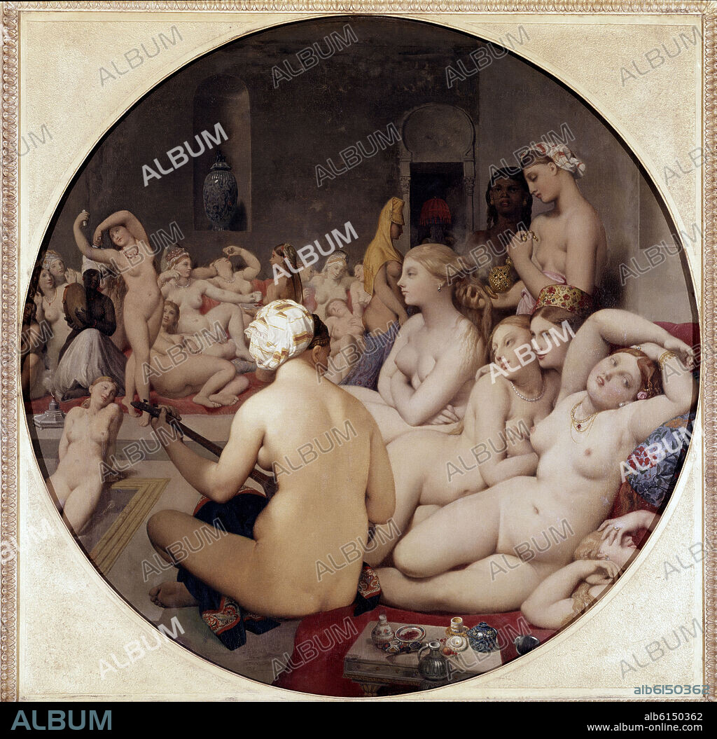 JEAN AUGUSTE DOMINIQUE INGRES. The Turkish Bath - 1863 - diam: 110 cm - oil on canvas.