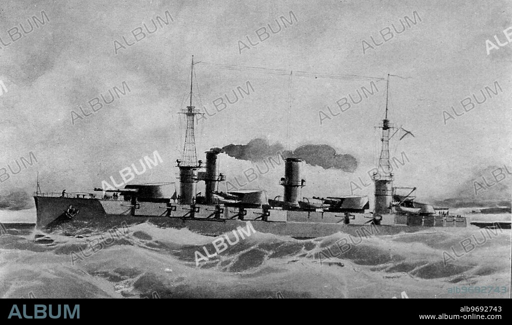 Imperial Russian Navy .. A painting of the Russian Dreadnought battleship " Imperatritza Mariya "of the Imperatritza Mariya Class , at sea .. 1915.