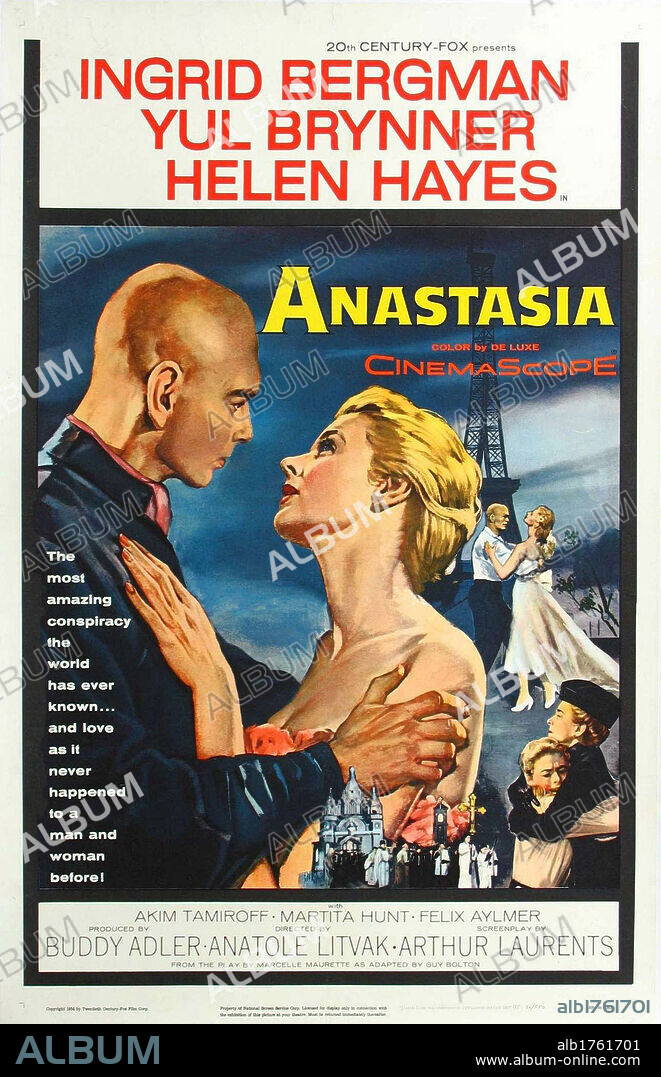 Poster of ANASTASIA, 1956, directed by ANATOLE LITVAK. Copyright 20TH CENTURY FOX.