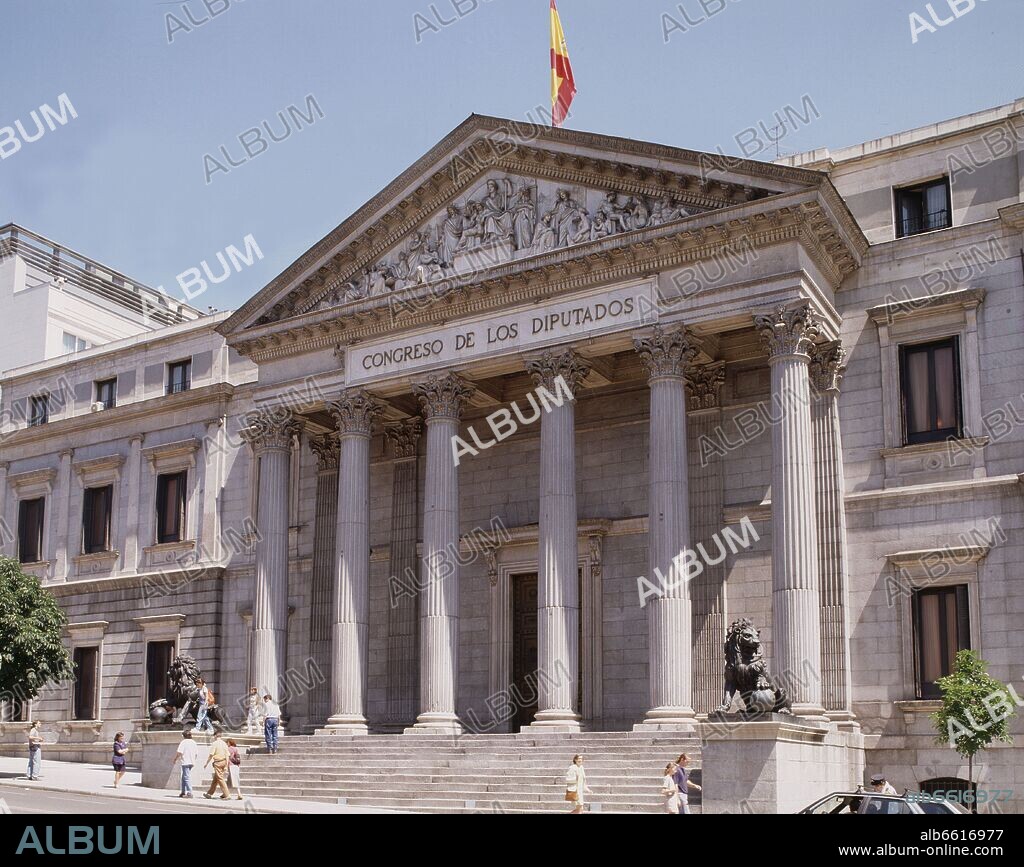 NARCISO PASCUAL Y COLOMER. FACHADA PRINCIPAL DEL CONGRESO DE LOS DIPUTADOS - 1850 - NEOCLASICISMO ESPAÑOL  - FOTO AÑOS 00.