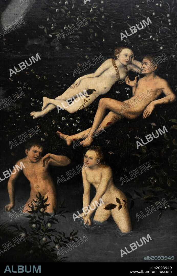 Lucas Cranach the Elder (1472-1553). German painter. The Golden Age, c.1530. Detail. Alte Pinakothek. Munich. Germany.