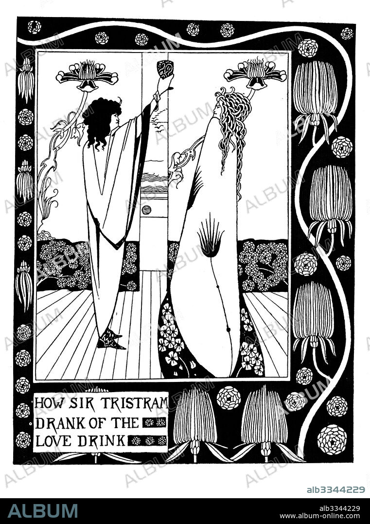 AUBREY BEARDSLEY. Illustration to the book "Le Morte d'Arthur" by Sir Thomas Malory.