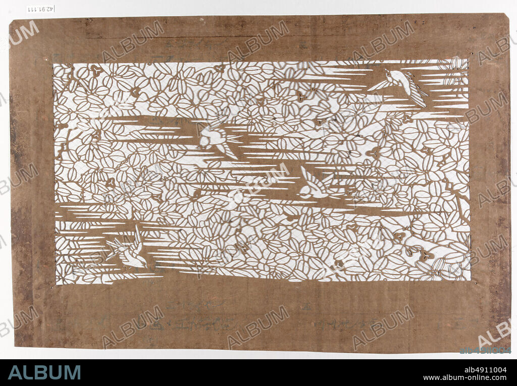 Stencil, Japan, 19th century, Japan, Paper, silk, 11 3/8 x 16 3/4 in. (28.9 x 42.5 cm), Stencils.