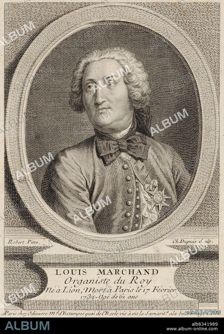 CHARLES DUPUIS. Portrait of the organist and composer Louis Marchand (1669-1732).