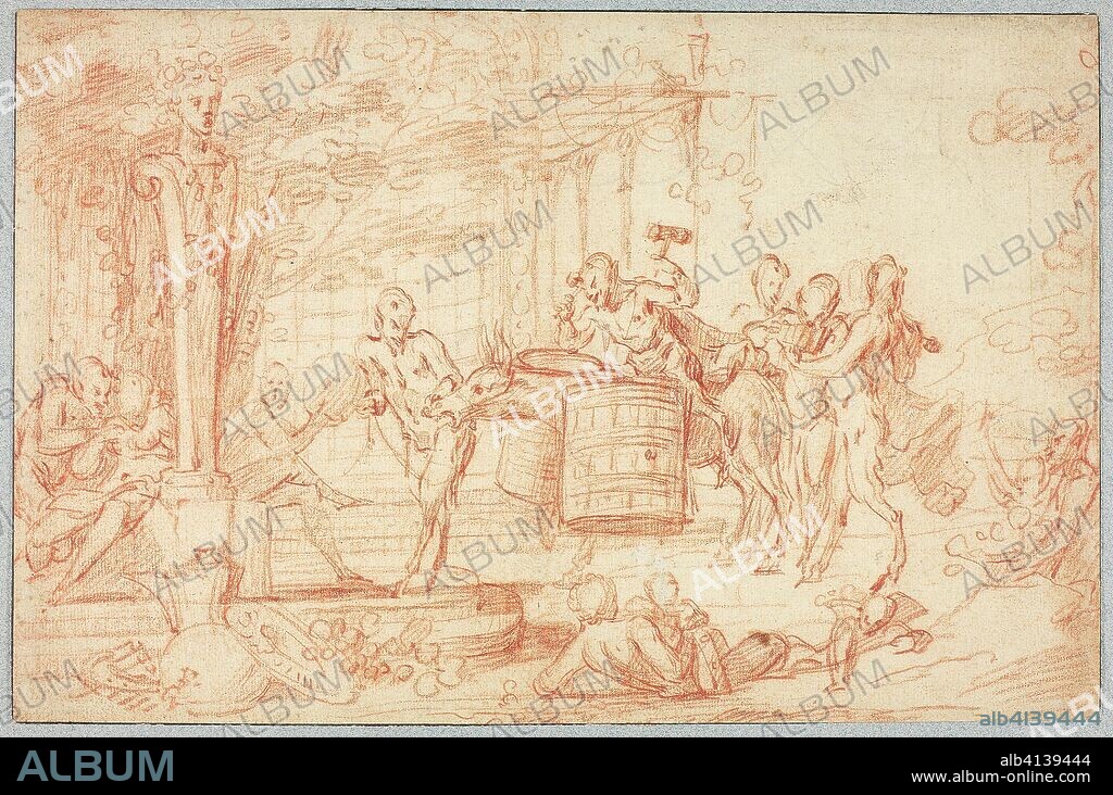 Bacchanal. Attributed to Claude Gillot; French, 1673-1722. Date: 1693-1722. Dimensions: 214 × 330 mm. Red chalk, with traces of black chalk, on paper. Origin: France.