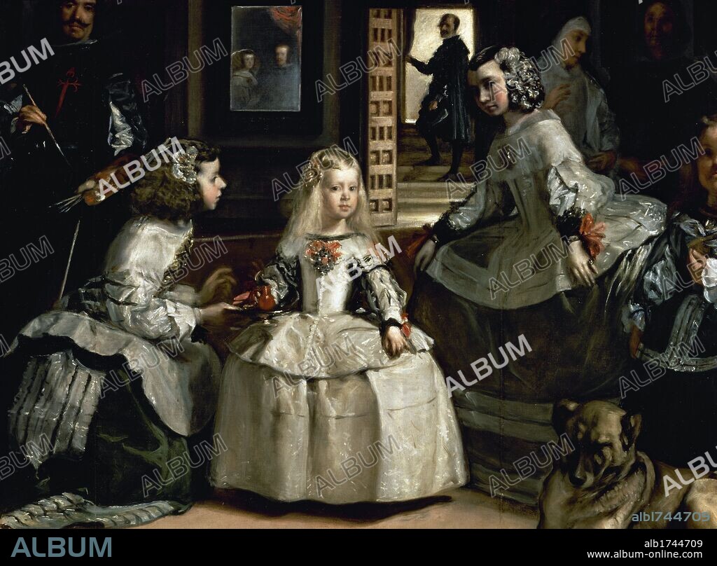 DIEGO VELÁZQUEZ. Las Meninas (Ladies in Waiting), 1656. Painting by Diego Velazquez. Oil on canvas, 318 cm x 276 cm. Detail. Prado Museum. Madrid, Spain.
