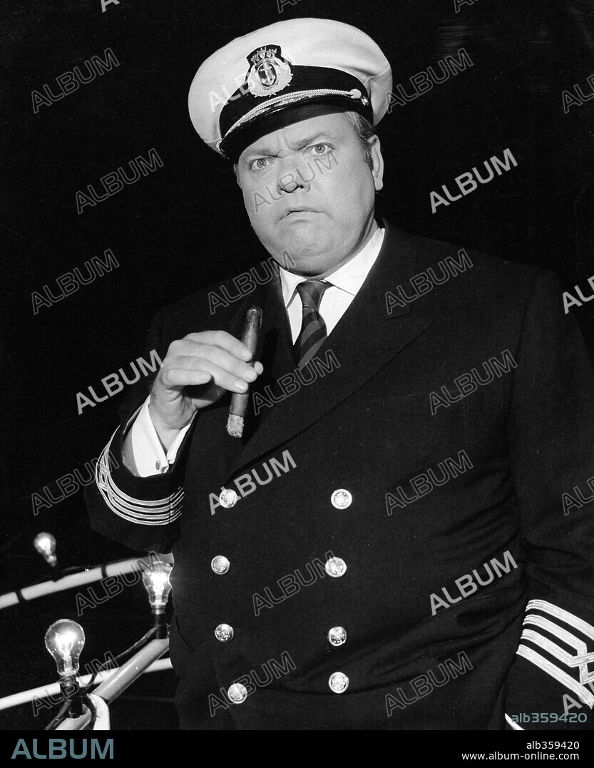 ORSON WELLES in FERRY TO HONG KONG, 1959, directed by LEWIS GILBERT. Copyright RANK.