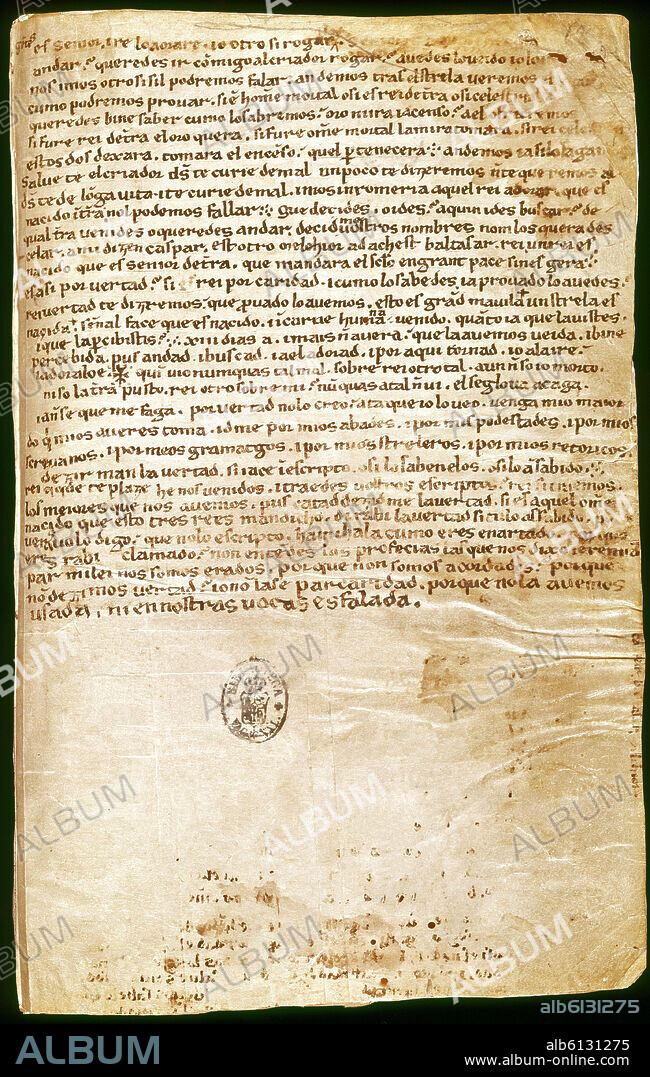 PAGINA DEL AUTO DE LOS REYES MAGOS - SIGLO XII.