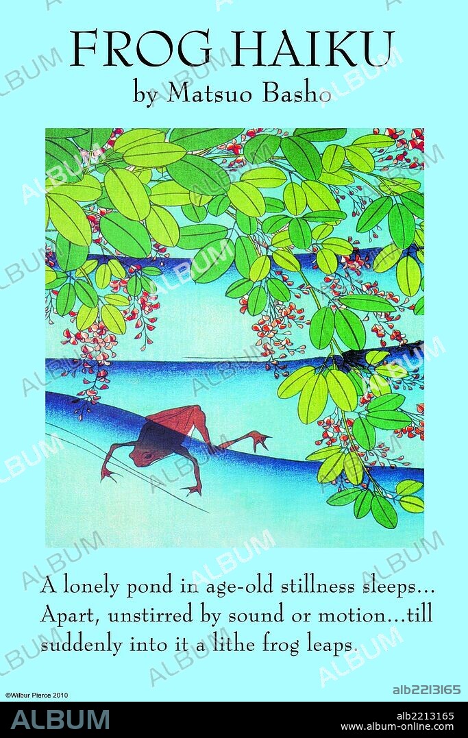 Matsuo Basho (?? ??, 1644 - 1694 was the most famous poet of the Edo period in Japan. During his lifetime, Basho was recognized for his works in the collaborative haikai no renga form; today, after centuries of commentary, he is recognized as a master of brief and clear haiku. His poetry is internationally renowned, and within Japan many of his poems are reproduced on monuments and traditional sites. Illustrated by a Japanese woodblock print.