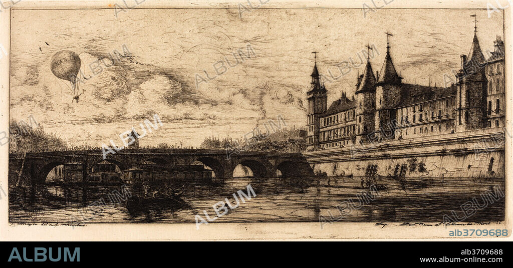CHARLES MERYON. Le Pont-au-Change, Paris. Dated: 1854. Dimensions: plate: 15.5 x 33.5 cm (6 1/8 x 13 3/16 in.)  sheet: 22 x 39.2 cm (8 11/16 x 15 7/16 in.). Medium: etching.
