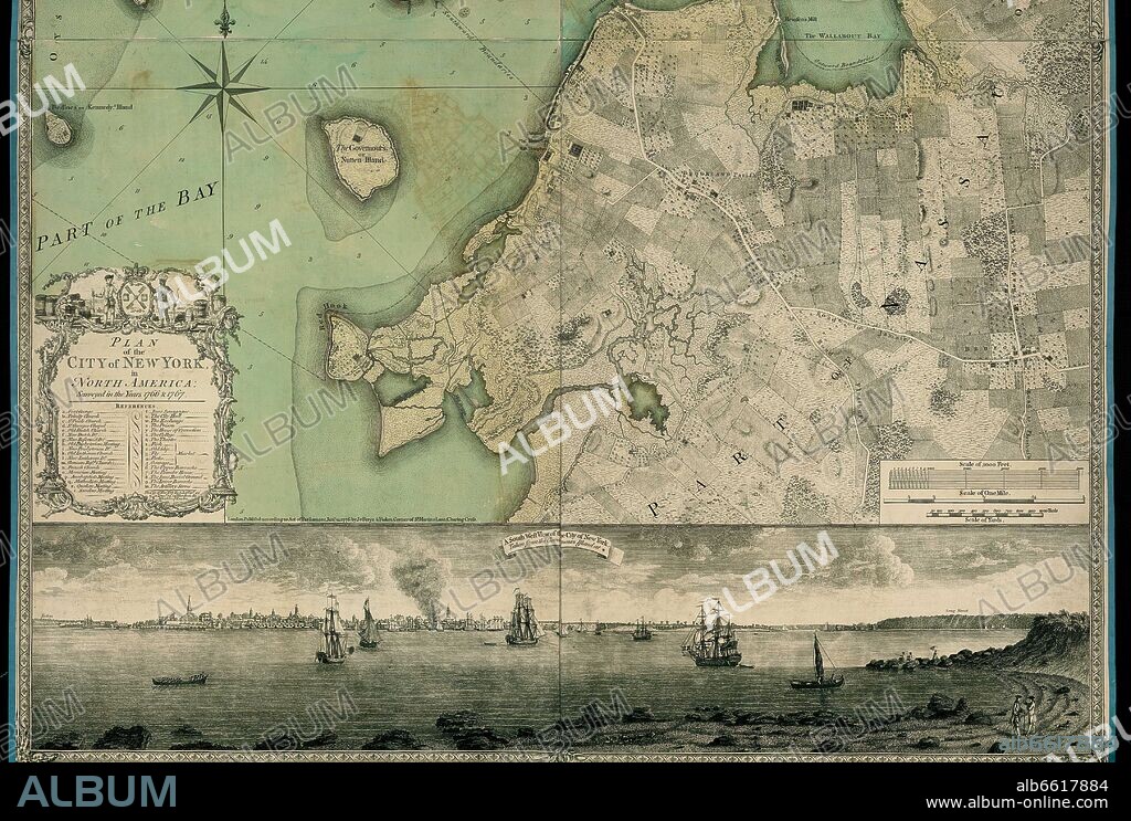 RATZER BERNARD / JEFFERYS THOMAS / FADEN WILLIAM. MAPA DE NUEVA YORK - 1767 - Escala 1:10.000 (PARTE IZQUIERDA).