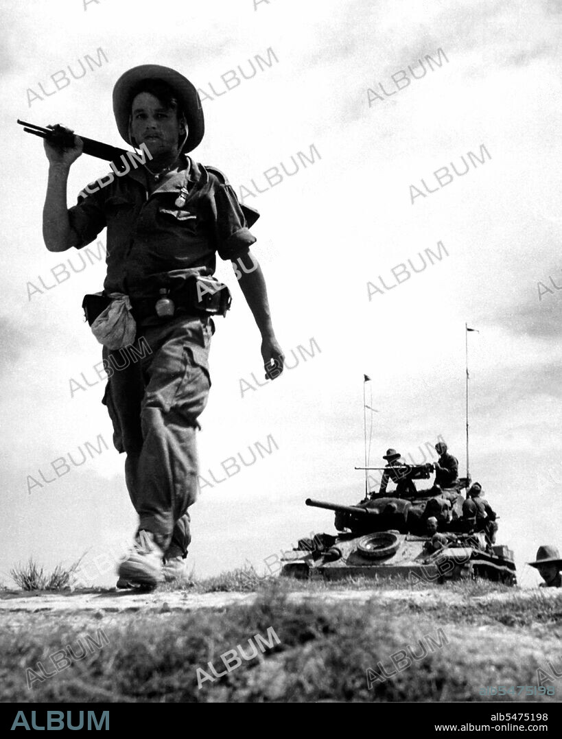 French Foreign Legion on patrol in Red River Delta, Vietnam, during the latter stages of the First Indochina War.