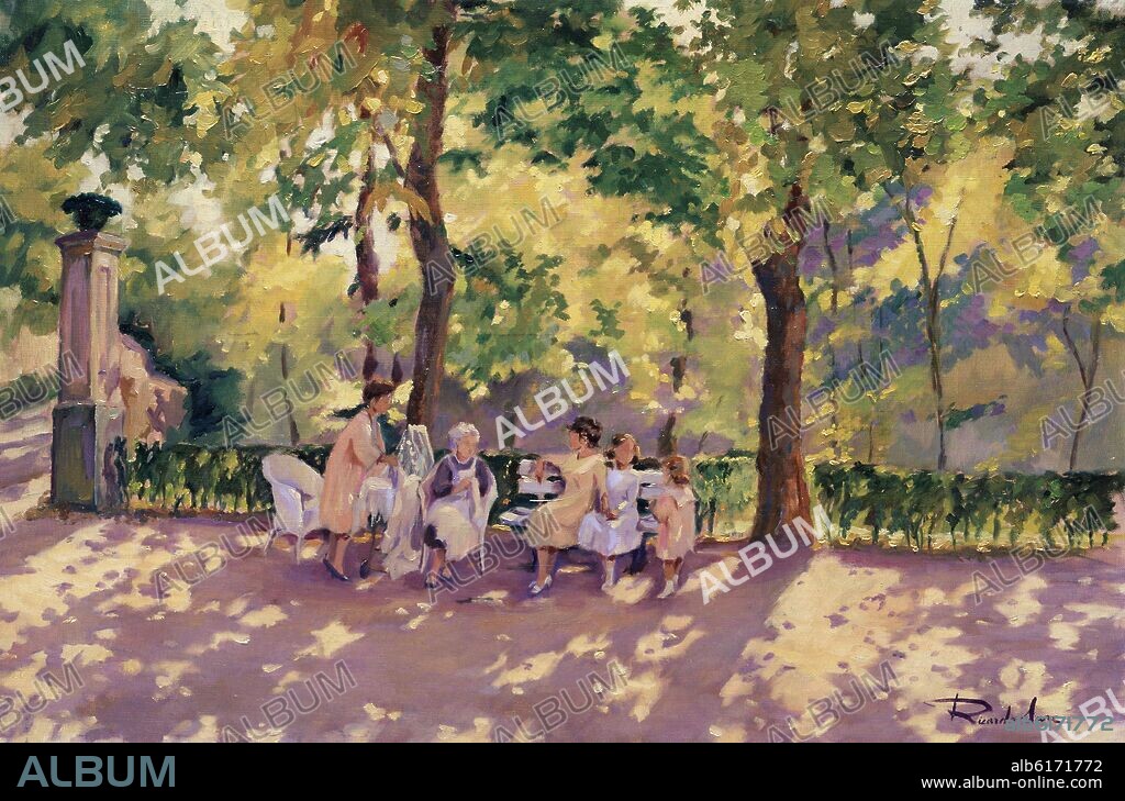 RICARDO SANZ 1957/. PINTURA (FAMILIA EN EL PARQUE).