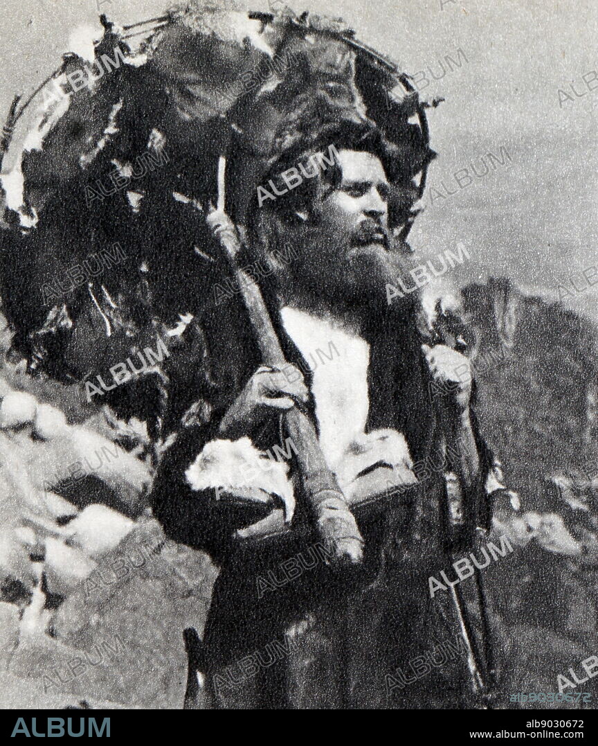 Film still of Dan O'Herlihy (1919-2005) from 'Robinson Crusoe'.
