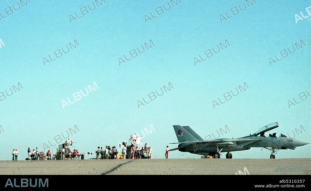 July 27, 1985, San Diego, California, USA: Film crew on the set of the movie 'Top Gun,' at Miramar Naval Air Station which starred Tom Cruise. Pilots and planes at Miramar Naval Air Station during the filming of Paramount Pictures ''Top Gun'' movie in the summer of 1985.