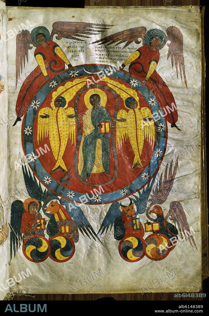 GREGORIO I O GREGORIO MAGNO O SAN GREGORIO. MORALIA SIVE EXPOSITIO IN JOB DE 945 - ILUMINADO POR FLORENTIUS - VISION DE ISAIAS Y EL TETRAMORFOS CODICE MS 80.