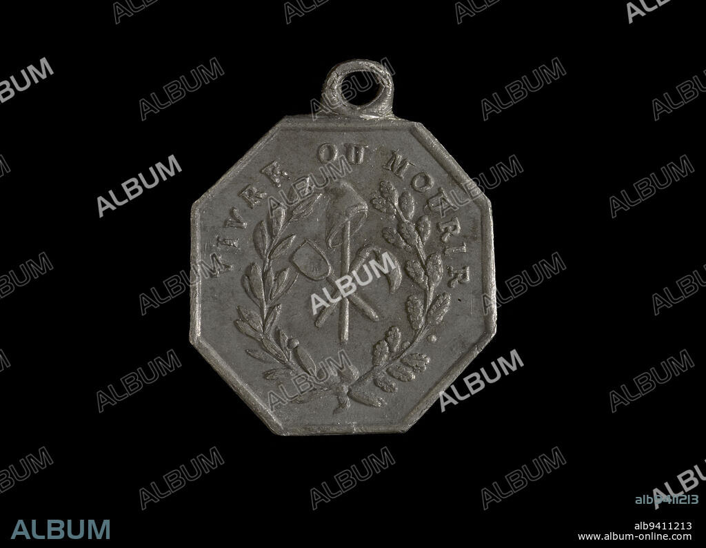Medal of the demolisher of the Bastille, 1789, Palloy, Pierre-François, Numismatic, Medal, Height: 3.9 cm, Width: 3.2 cm, Weight (type size): 24.61 g.