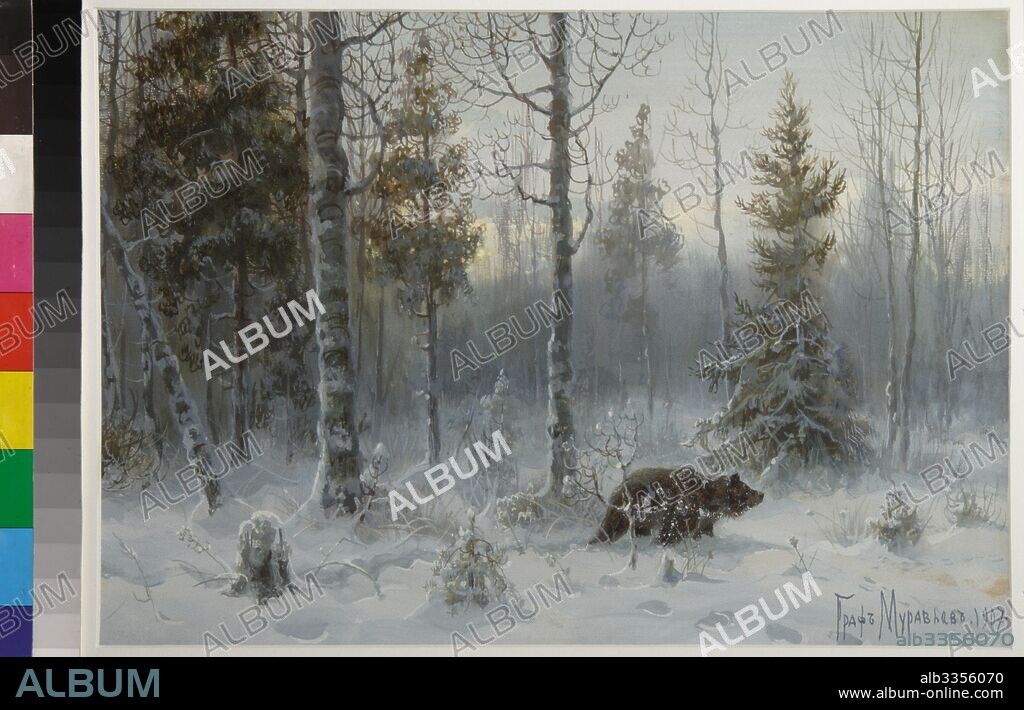 COUNT VLADIMIR LEONIDOVICH MURAVYOV. Bear in the winter forest.