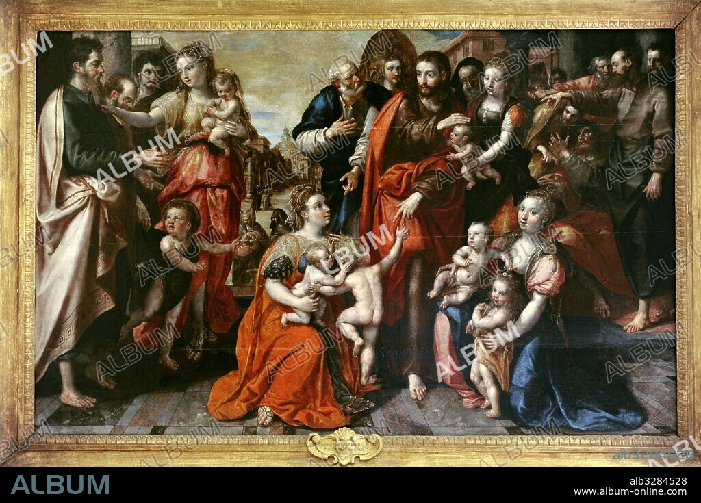 Marten de Vos (h.1532-1603). Pintor flamenco. Jesus entre los niños, 1585. Colección Farnese. Museo de Capodimonte. Nápoles. Italia.