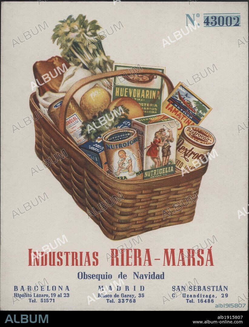 Publicidad. Productos de Industria Riera-Marsá. Barcelona, año 1945.