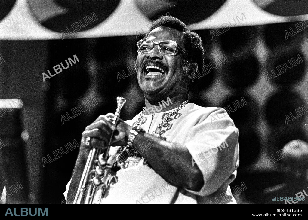 1972-08-28.. Clark Terry, amerikansk jazzmusiker (trumpetare och flygelhornist).. Foto: Ulf Stråhle / RiR / SVT / Kod: 5600. RiR 20598 sv/v neg   . Leende Mustascher.