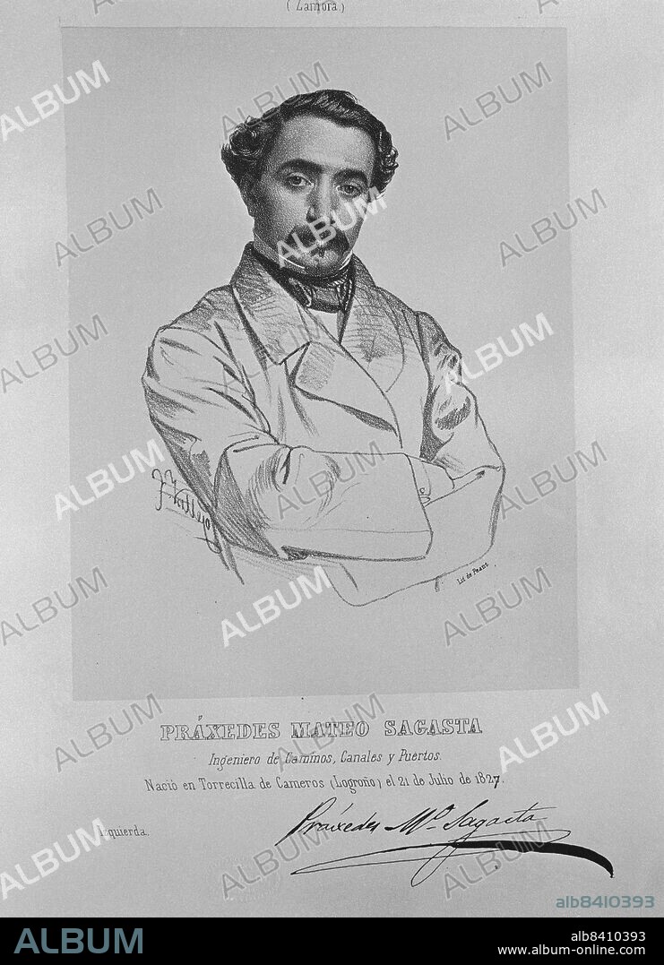 JOSE VALLEJO Y GALEAZO. PRAXEDES MATEO SAGASTA (1825/1903) - POLITICO ESPAÑOL PRESIDENTE DEL GOBIERNO.