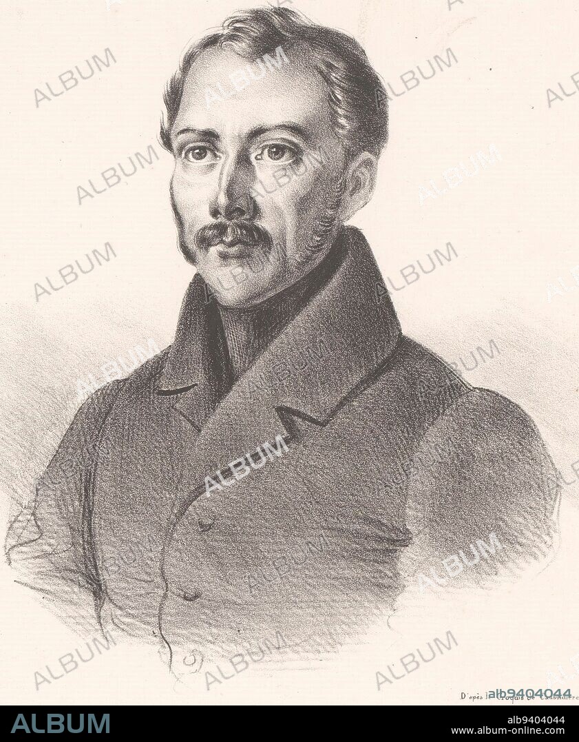 Portrait of Marc Reverchon, Geoffroy, Nicolas Louis Delaunois, after Caussidière fils, in or after 1835, print maker: Geoffroy, intermediary draughtsman: Caussidière fils, (mentioned on object), printer: Nicolas Louis Delaunois, (mentioned on object), Paris, in or after 1835, paper, h 306 mm - w 240 mm.